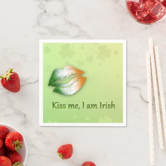 Serviette En Papier Kiss Me I am Irish - Papier Napkin (En situation)