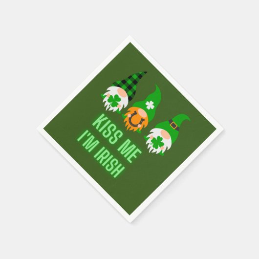 Serviette En Papier Kiss Me Je suis Irlandais St. Patrick's Day Gnome  (Coin)