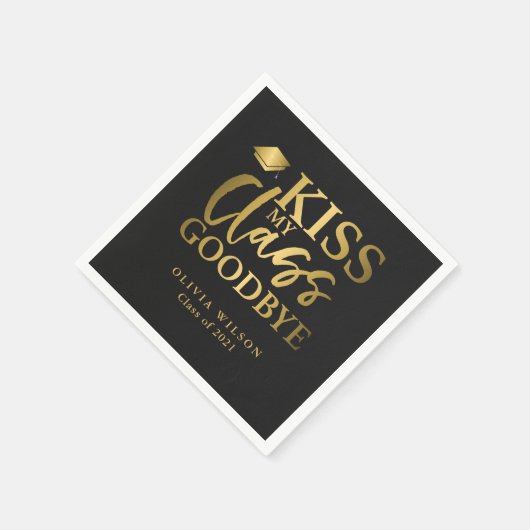 Serviette En Papier Kiss My Class Goodbye Gold Black (Coin)