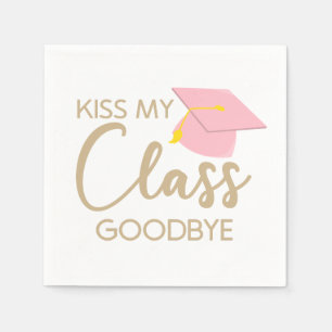Serviette En Papier Kiss My Class Goodbye Pink Brown Graduation Party
