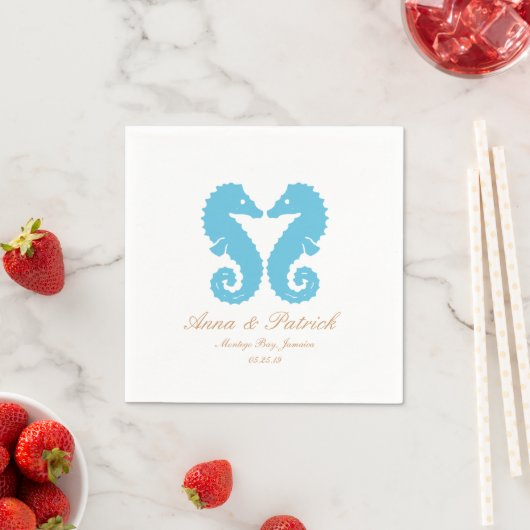 Serviette En Papier Kissing Seahorses-Destination Plage Mariage (En situation)