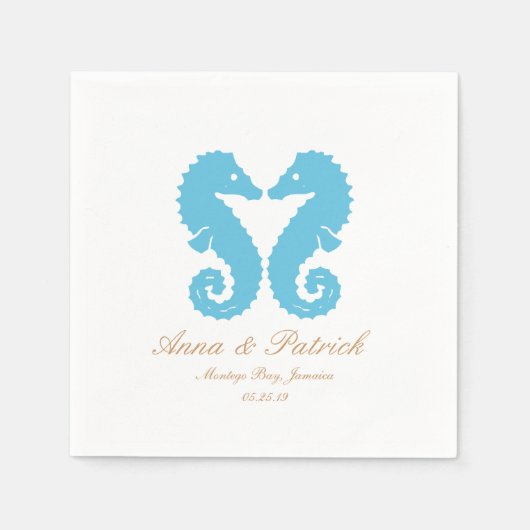 Serviette En Papier Kissing Seahorses-Destination Plage Mariage (Devant)