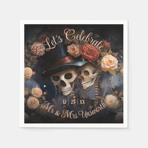 Serviette En Papier Kissing Skulls Célébrons des serviettes Mariages