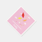 Serviette En Papier Kites Rose Girl Joyeuse fête d'anniversaire (Coin)