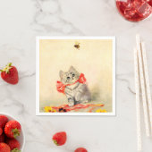 Serviette En Papier Kitten avec ruban rouge (En situation)