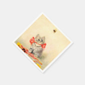 Serviette En Papier Kitten avec ruban rouge (Coin)