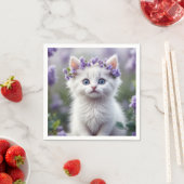 Serviette En Papier Kitten Blanc Avec Lilac Laurel (En situation)
