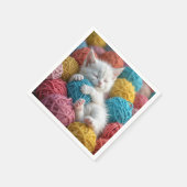 Serviette En Papier Kitten Blanc Dans Les Boules De Fer (Coin)
