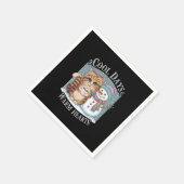 Serviette En Papier Kitten Cat and Snowman Friends Share Coffee Winter (Coin)