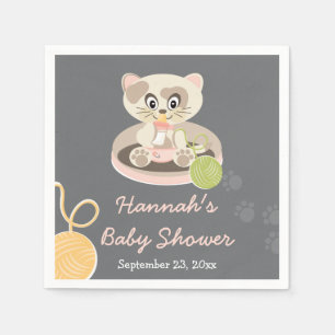 Serviette En Papier Kitten dans le Baby shower des plongeurs roses