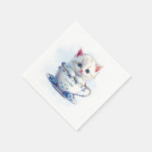 Serviette En Papier Kitten en Coupe Fleurs Bleues serviettes (Coin)