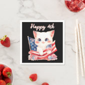 Serviette En Papier Kitten patriotique 4 juillet Happy 4th Custom (En situation)