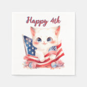 Serviette En Papier Kitten patriotique 4 juillet Happy 4th Custom (Devant)