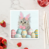 Serviette En Papier Kitten Photo Bunny Ears  (En situation)