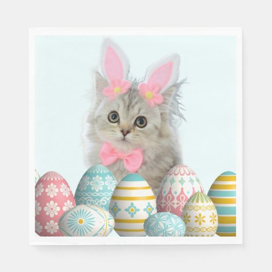 Serviette En Papier Kitten Photo Bunny Ears  (Devant)