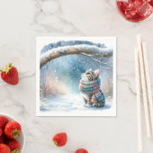 Serviette En Papier Kitten portant une écharpe d'hiver (En situation)