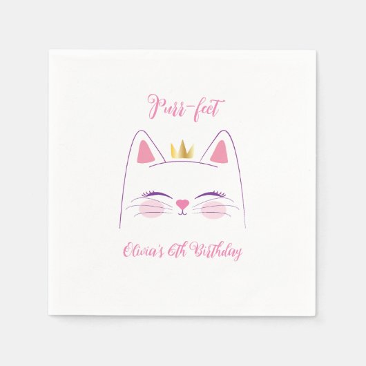 Serviette En Papier Kitty Chat fête d'anniversaire (Devant)