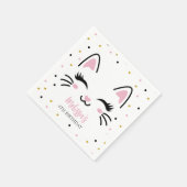 Serviette En Papier Kitty Chat rose or fête d'anniversaire (Coin)