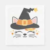 Serviette En Papier Kitty Chat Sorcière Halloween Party Napkins (Devant)