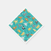 Serviette En Papier Kitty Chat Yoga Poses Turquoise Bleu Whimsy (Coin)