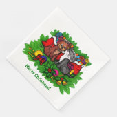 Serviette En Papier Kitty et chiot, Happy XMas (Coin)