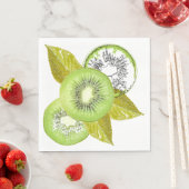 Serviette En Papier Kiwi, fruité, vert et blanc, frais, juteux, blanc (En situation)