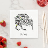 Serviette En Papier Kiwi noir et blanc (En situation)