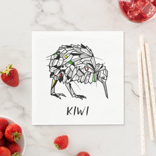 Serviette En Papier Kiwi noir et blanc (En situation)