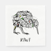 Serviette En Papier Kiwi noir et blanc (Devant)