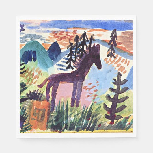 Serviette En Papier Klee - Le Cheval, peinture célèbre (Devant)
