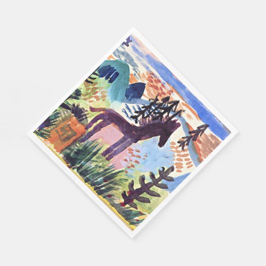 Serviette En Papier Klee - Le Cheval, peinture célèbre (Coin)