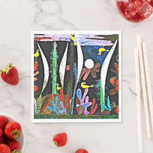 Serviette En Papier Klee - Paysage aux oiseaux jaunes (En situation)