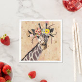 Serviette En Papier Klimt Giraffe | Couronne De Fleurs (En situation)