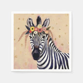 Serviette En Papier Klimt Zebra | Orné De Fleurs (Devant)