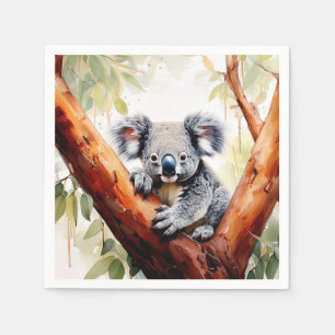 Serviette En Papier Koala assis dans un eucalyptus