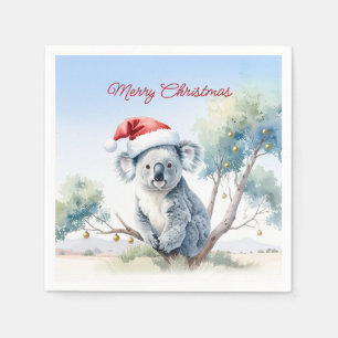 Serviette En Papier Koala assis dans un eucalyptus Joyeux Noël