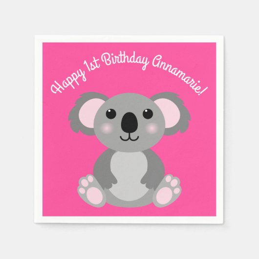 Serviette En Papier Koala Bear Cute Kid Anniversaire (Devant)