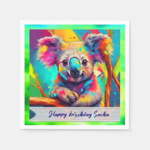 Serviette En Papier koala bébé arc-en-ciel