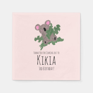 Serviette En Papier Koala Main dessinée animal vert fête d'anniversair