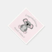 Serviette En Papier Koala ours Baby shower fille rose (Coin)