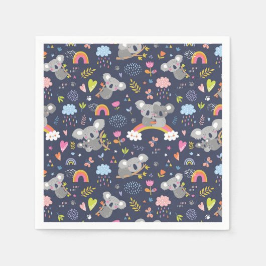 Serviette En Papier Koala Rainbow Love Motif (Devant)