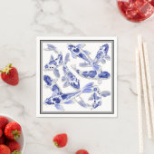 Serviette En Papier Koi bleu et blanc (En situation)