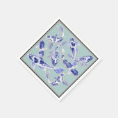 Serviette En Papier Koi bleu et blanc (Coin)