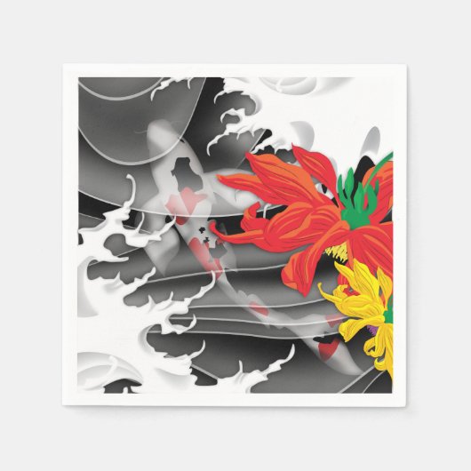 Serviette En Papier Koi japonais traditionnel sous l'eau (Devant)