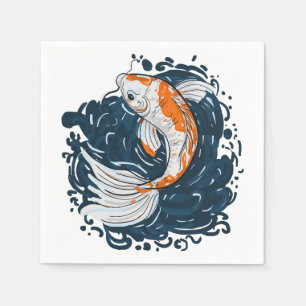 Serviette En Papier Koi Poisson maître de courbure