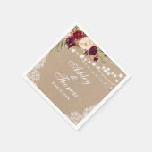 Serviette En Papier Kraft Rustic Mariage illumine la dentelle florale (Coin)