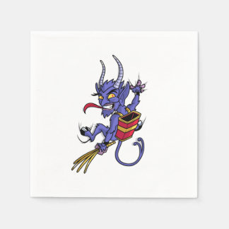 Serviette En Papier Krampus arrive à Noël caricature illu personnage