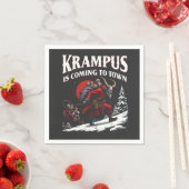 Serviette En Papier Krampus arrive à Town Krampus Noël (En situation)