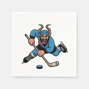 Serviette En Papier Krampus effrayant jouant au hockey sur glace 