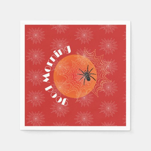 Serviette En Papier Kreuzspinne im Netz mit Tautropfen wie Perlen (Devant)